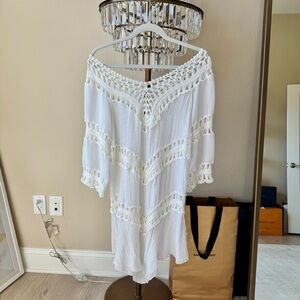 Chic White Crochet Coverup